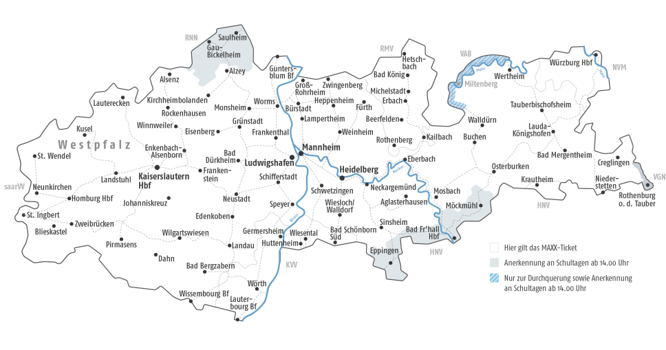 Gültigkeitsgebiet des MAXX-Tickets